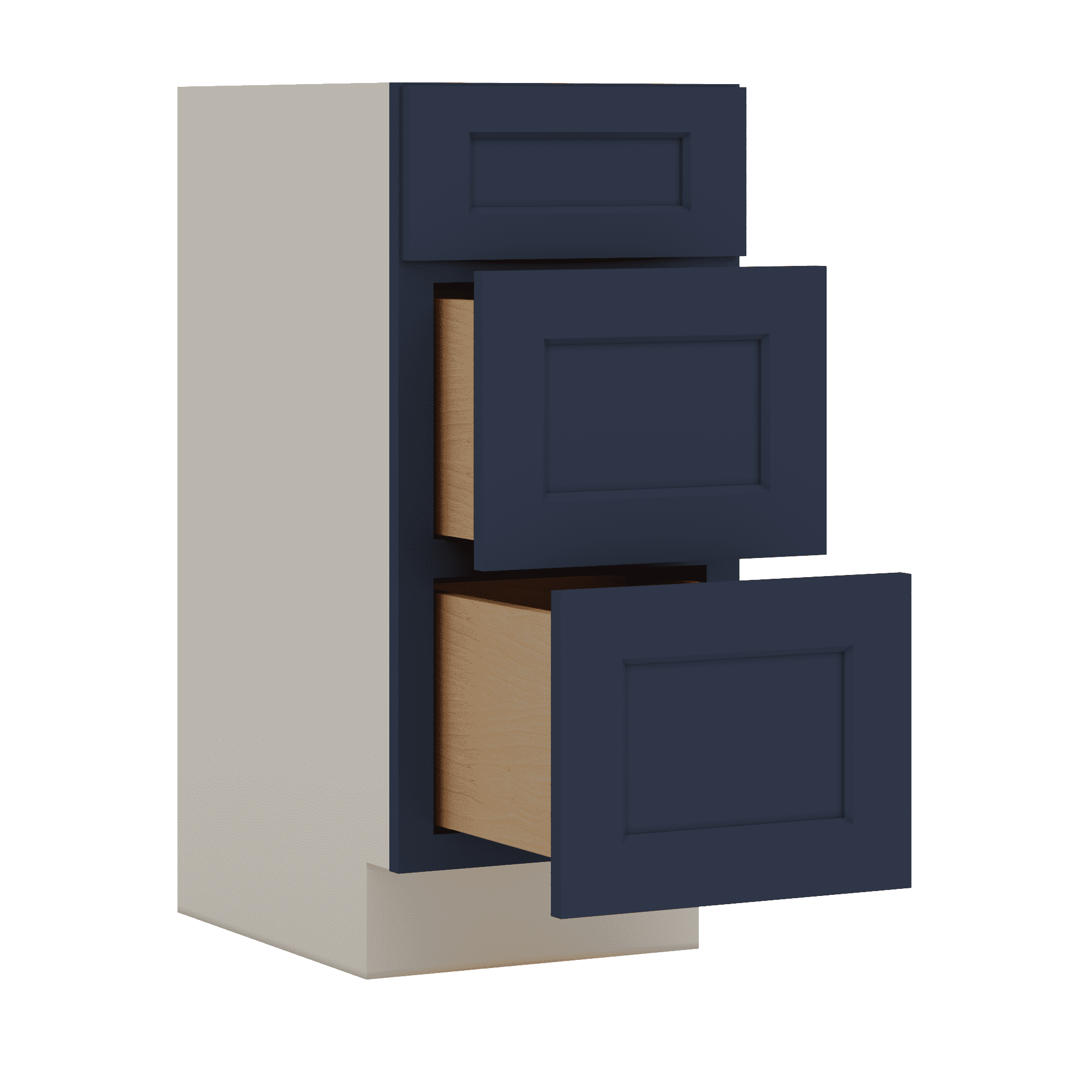 Vanity Drawer Base 12", 15", 18", 21" & 24" NB29 Naval Blue Shaker 1-1/4" Overlay - Image 4