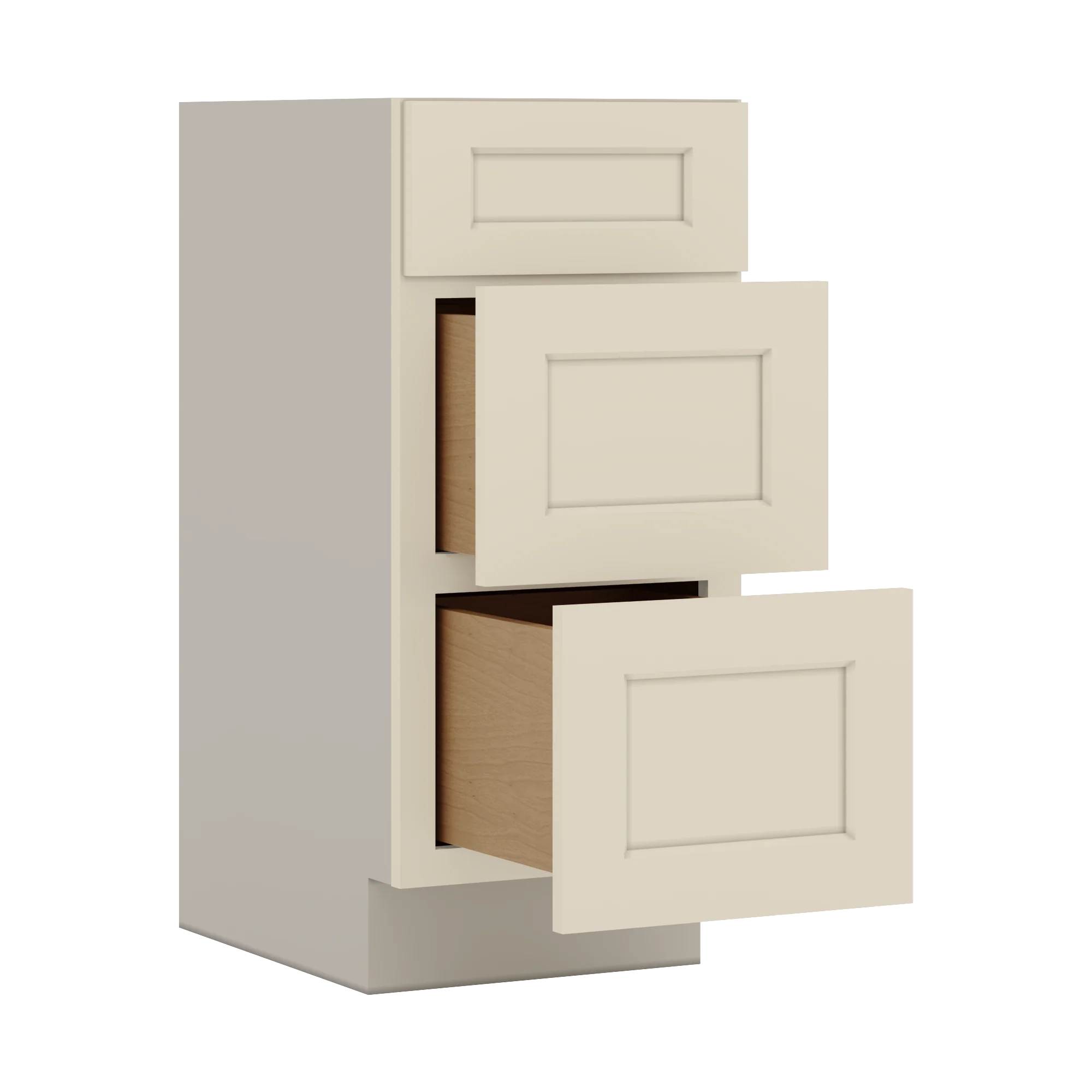 Vanity Drawer Base 12", 15", 18", 21" & 24" Manhattan Cream Shaker 1-1/4" Overlay - Image 4