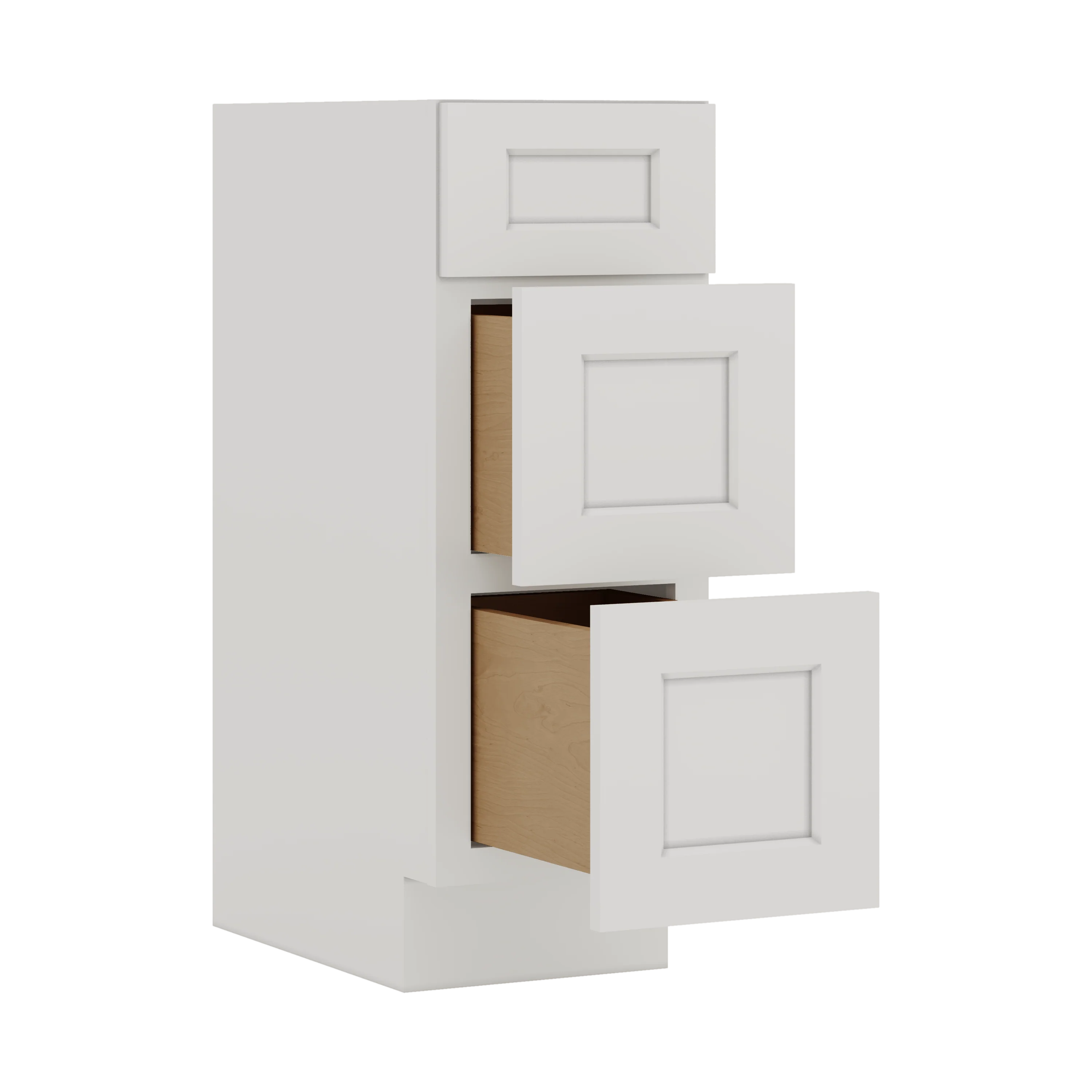 Vanity Drawer Base 12", 15", 18", 21" & 24" ICE White Shaker 1-1/4" Overlay CWS/CWB - Image 3