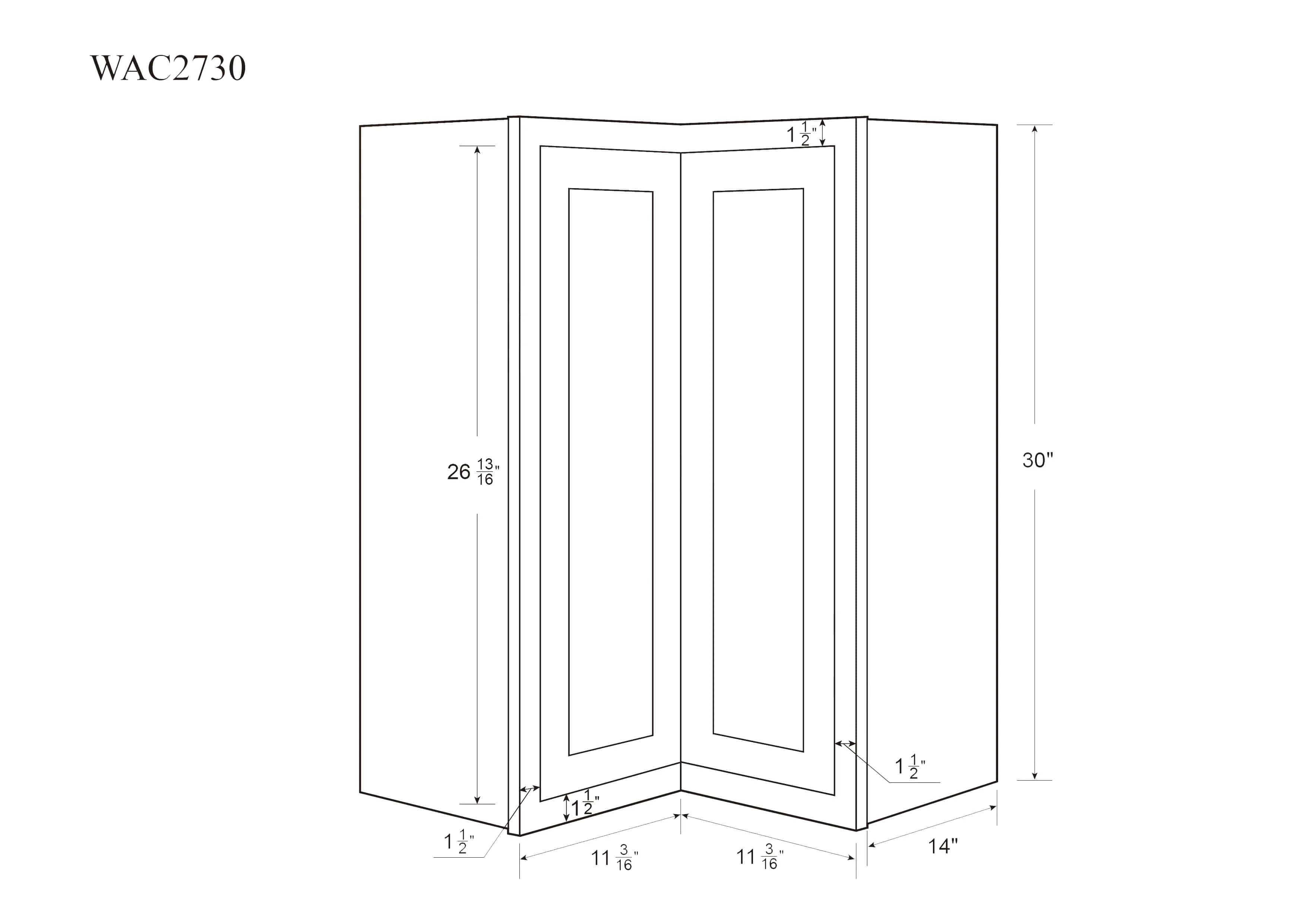 Wall Angle Corner Wall Cabinet 27" W x 30" & 39" Tall Snow White Shaker - Image 7