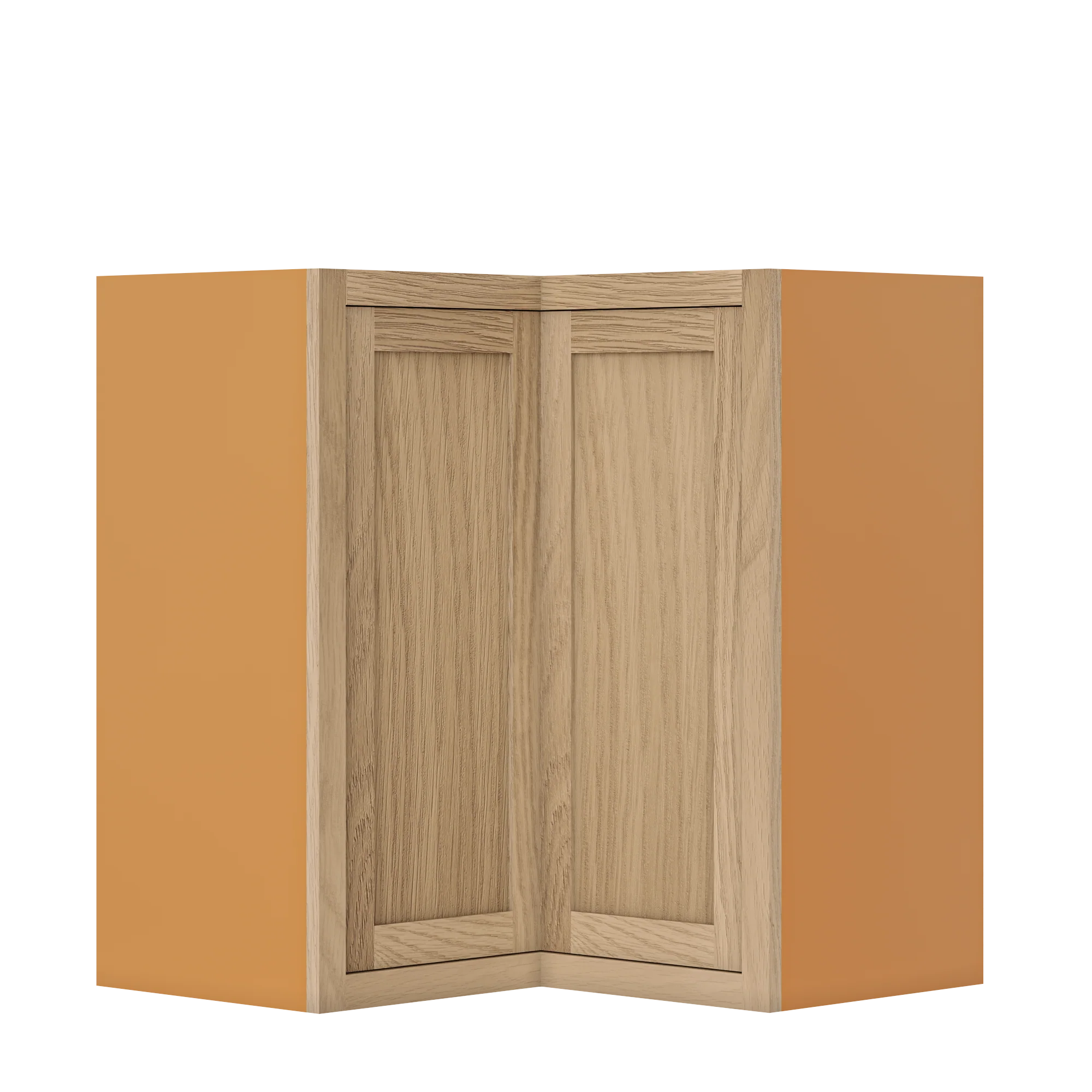 Wall Angle Corner White Oak Shaker Wall Cabinet 27" W x 30",33", 36", 39", 42", 45", 48" & 51" Tall