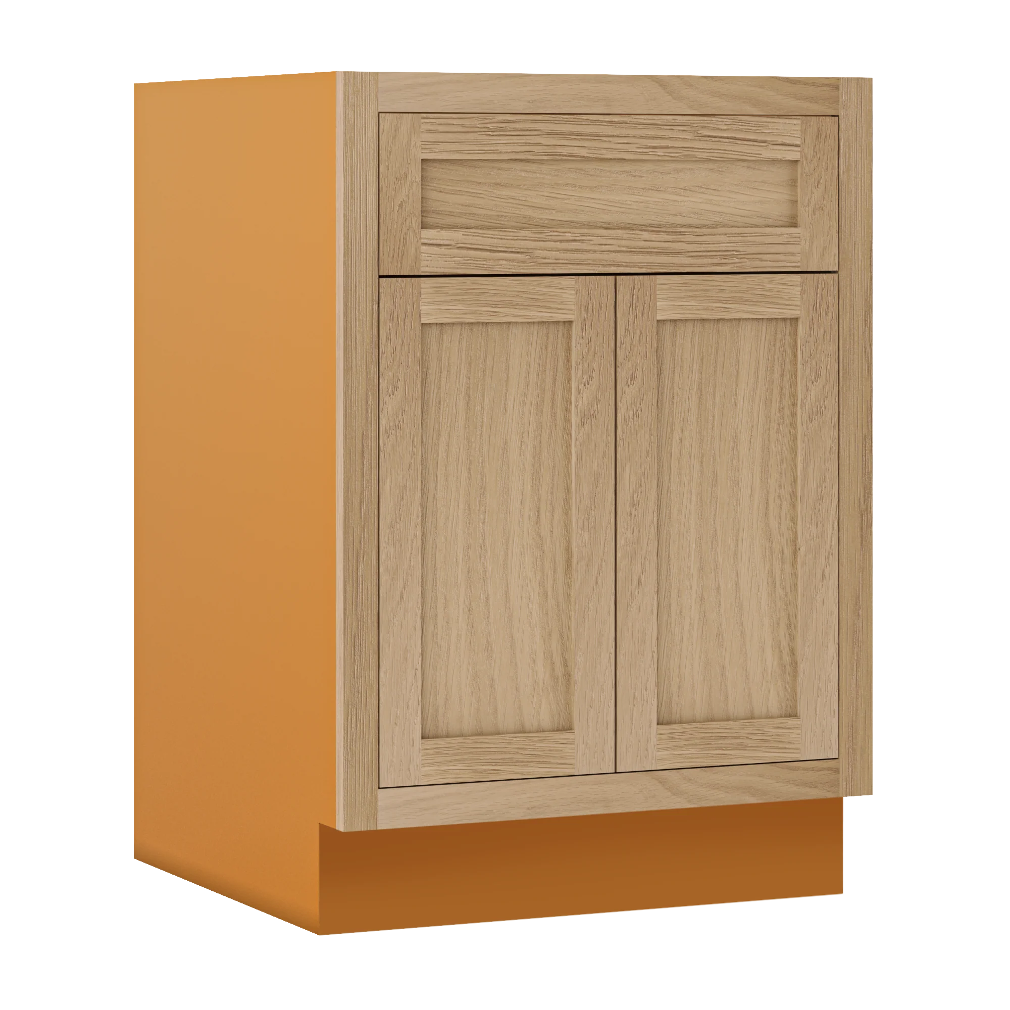 White Oak Inset Shaker Base Cabinet - Double Door 24"-27" Wide