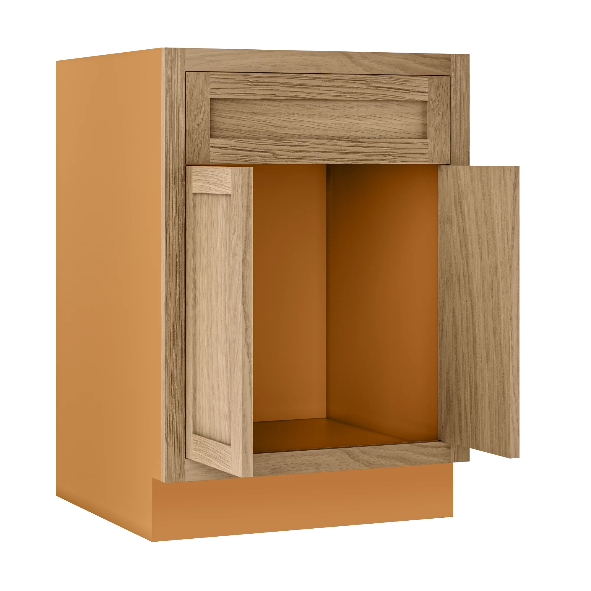White Oak Inset Shaker Base Cabinet - Double Door 24"-27" Wide - Image 2