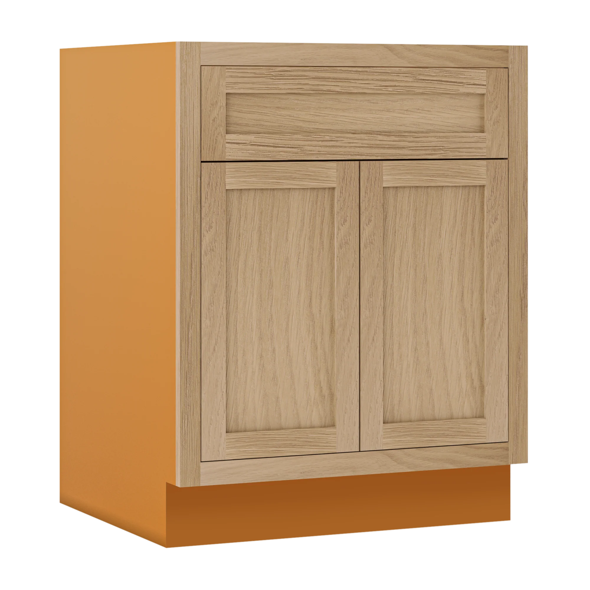 White Oak Inset Shaker Base Cabinet - Double Door 24"-27" Wide - Image 3