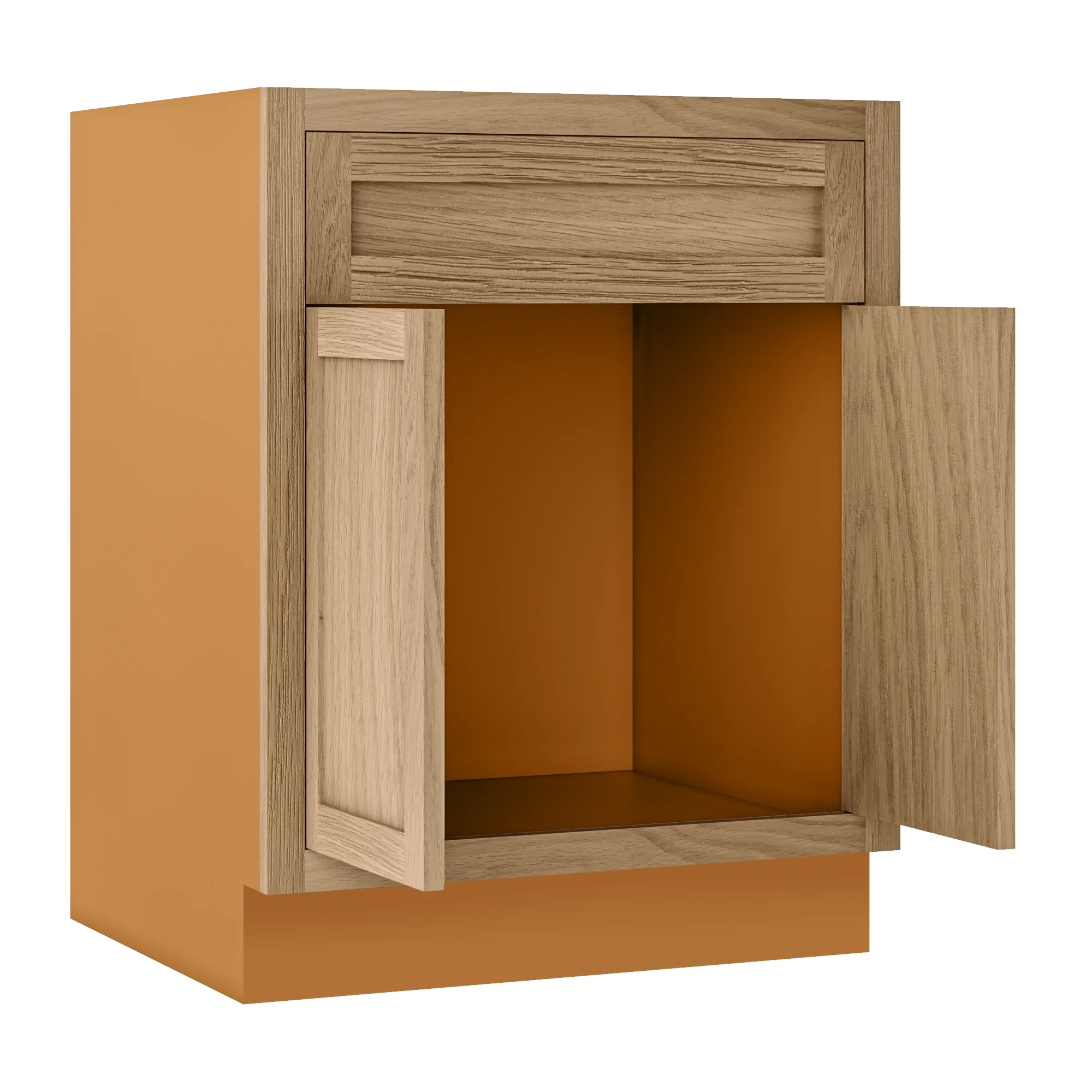 White Oak Inset Shaker Base Cabinet - Double Door 24"-27" Wide - Image 4
