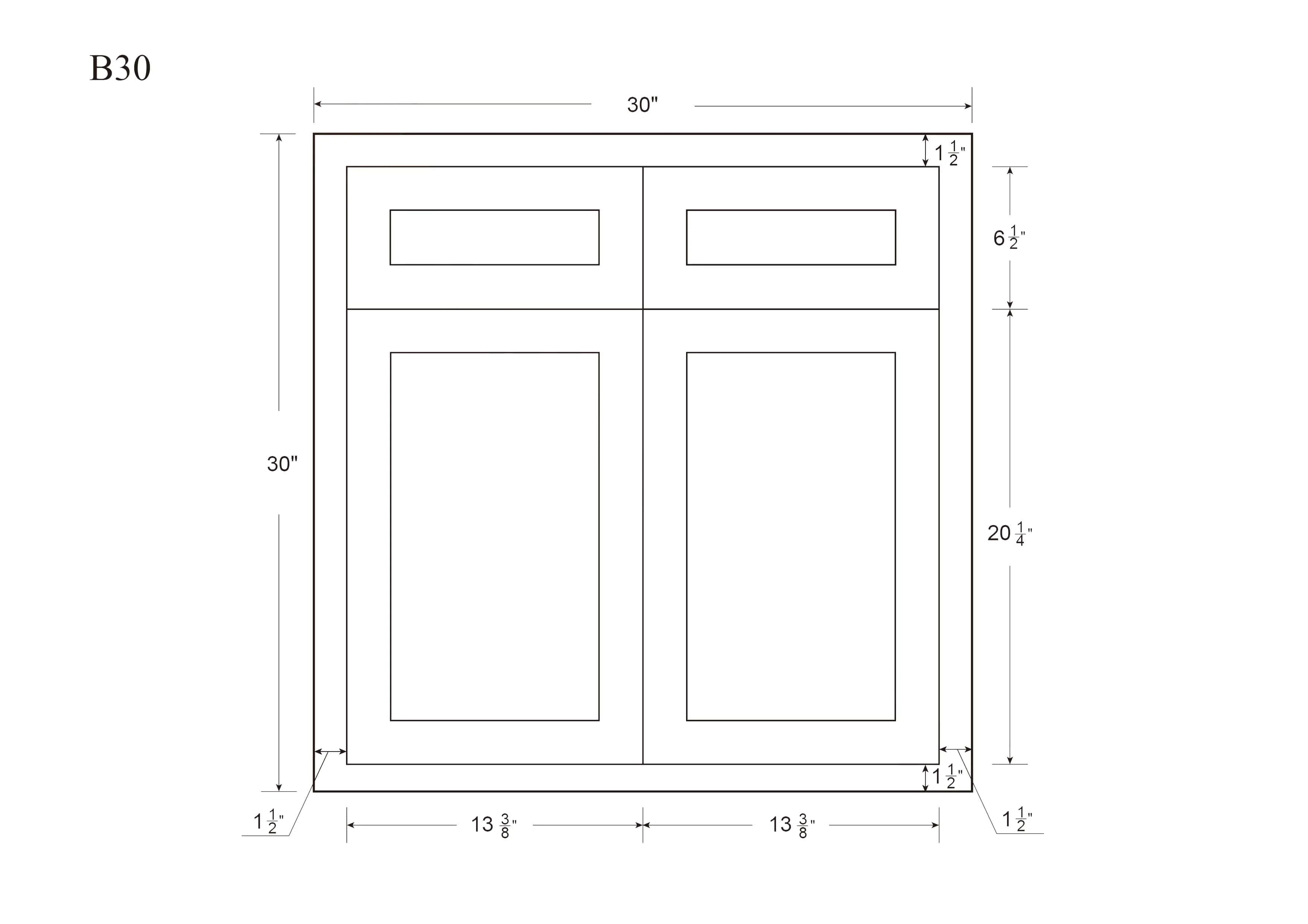 White Oak Inset Shaker Base Cabinet - Double Doors & Drawers 30", 33" & 36" Wide - Special Order - Image 3