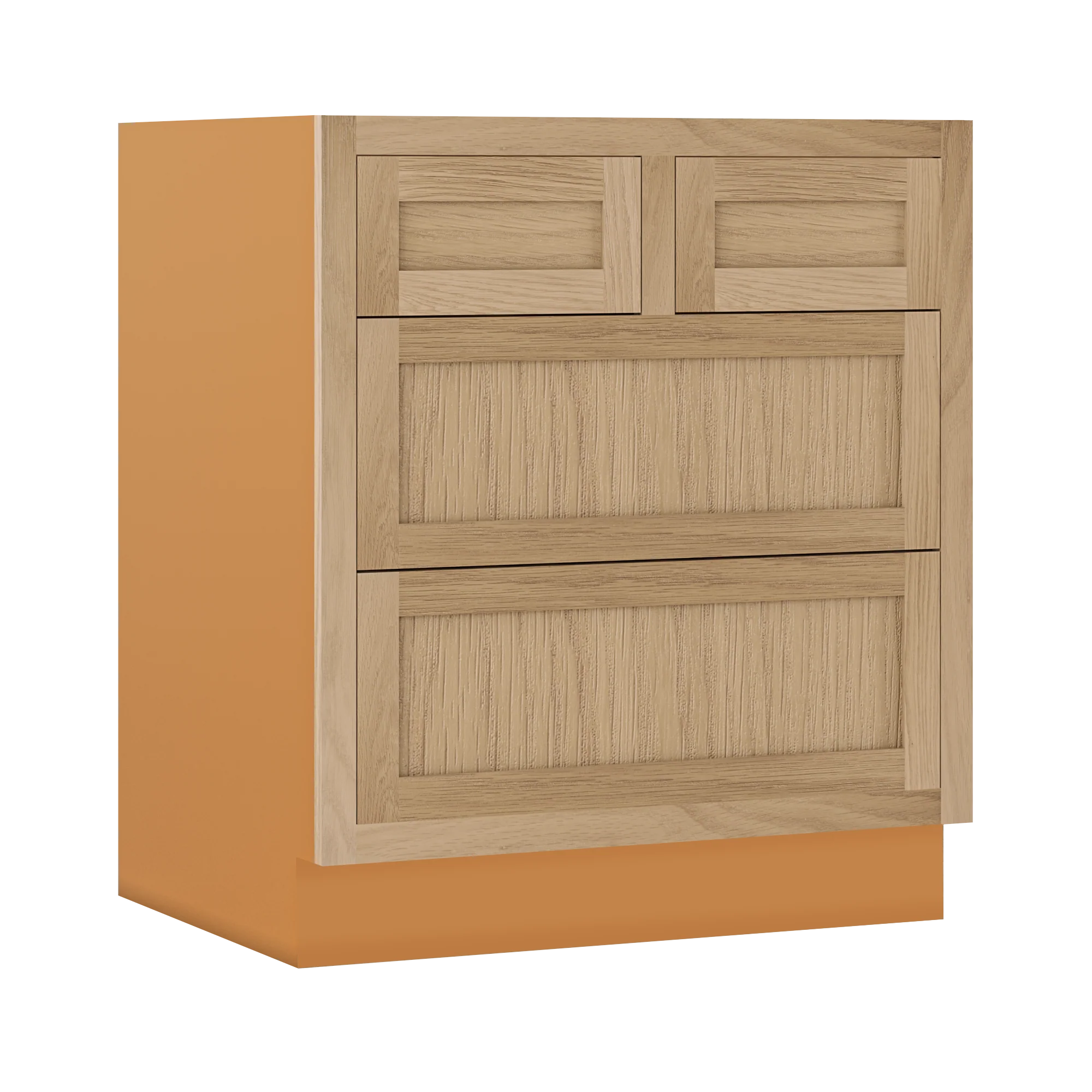 White Oak Shaker Inset Four Drawer Base Cabinet - 30", 33" & 36"
