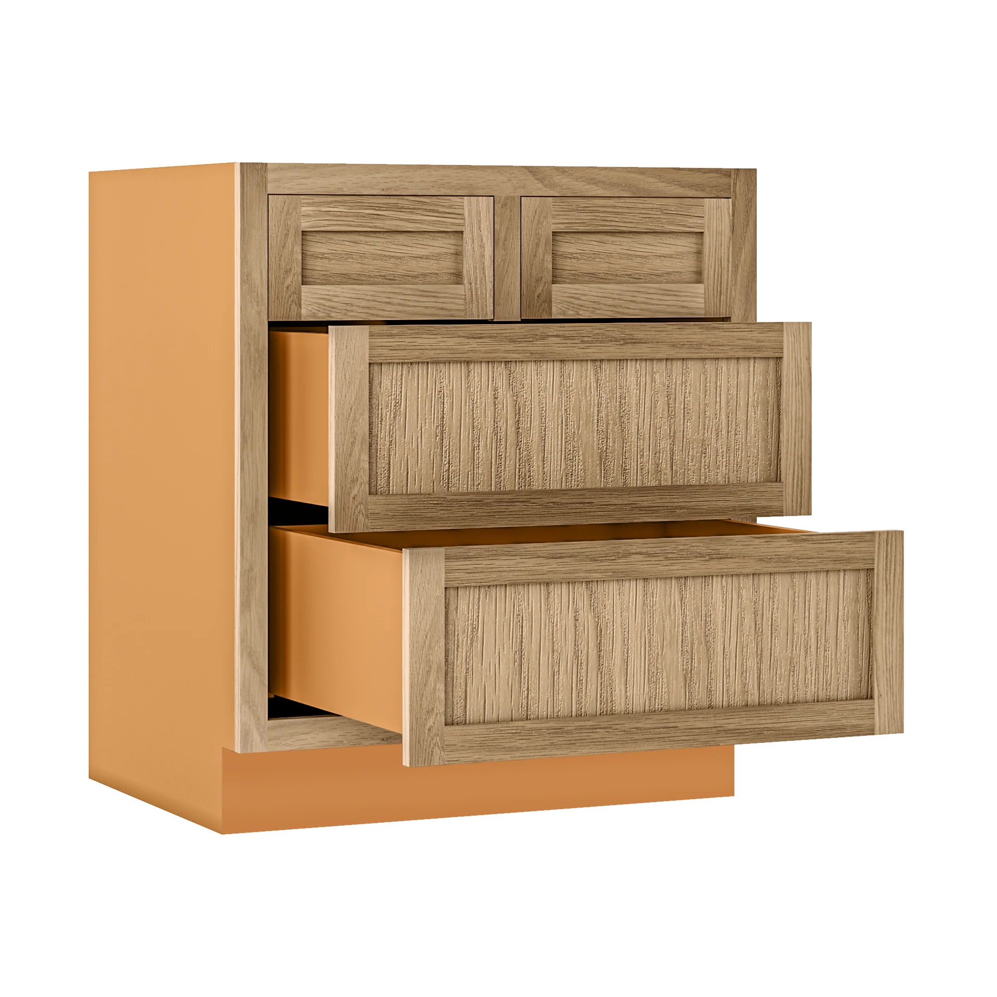 White Oak Shaker Inset Four Drawer Base Cabinet - 30", 33" & 36" - Image 2