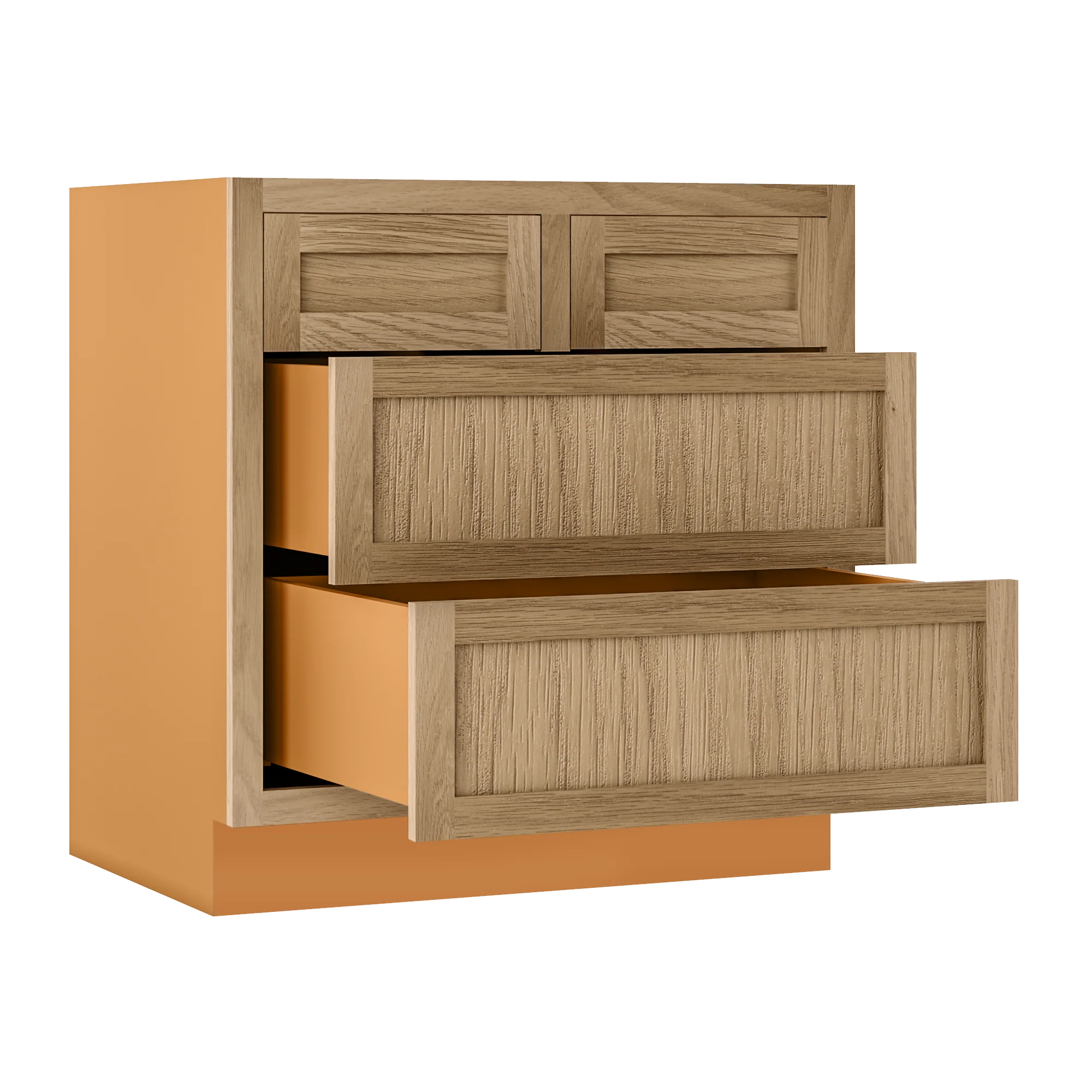 White Oak Shaker Inset Four Drawer Base Cabinet - 30", 33" & 36" - Image 4