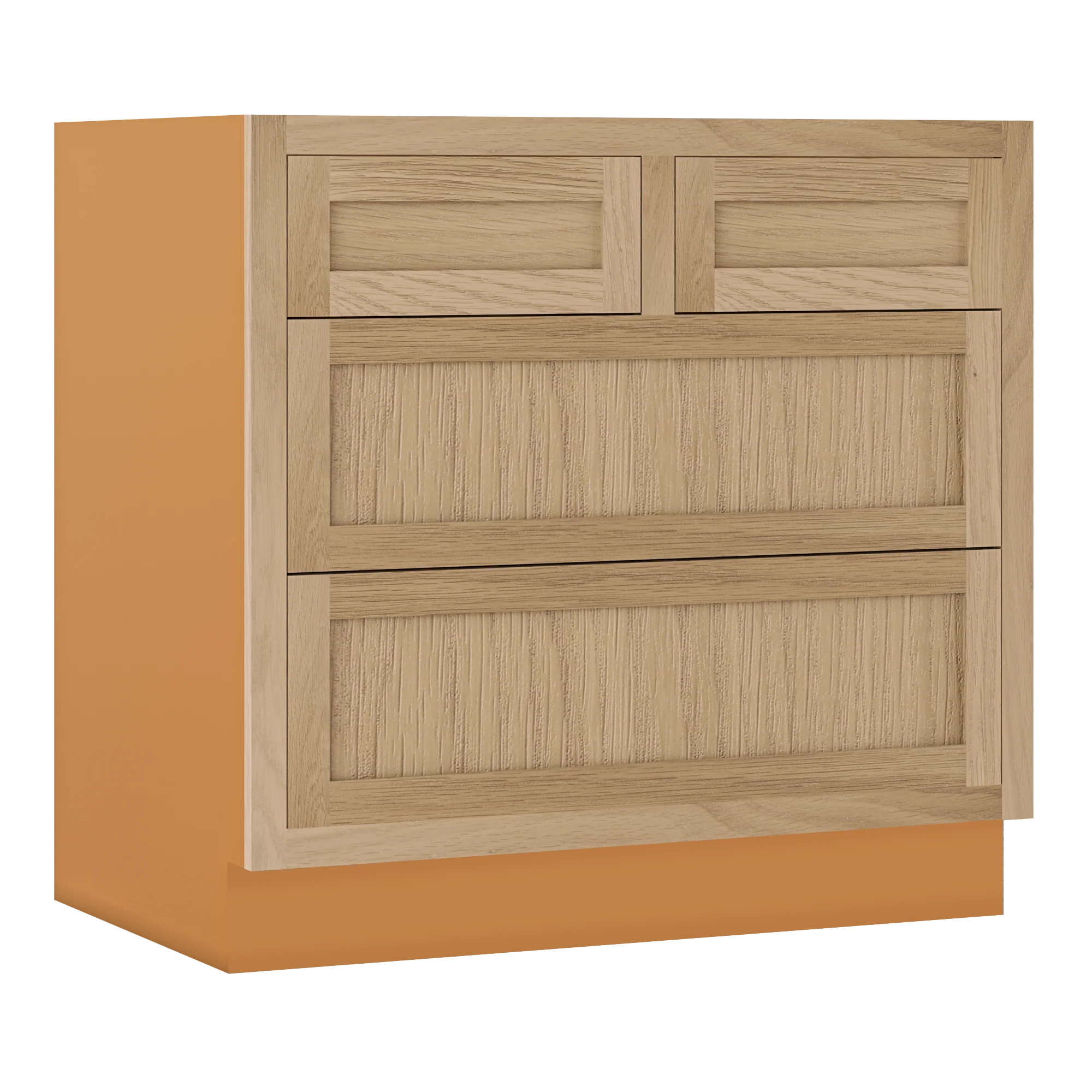 White Oak Shaker Inset Four Drawer Base Cabinet - 30", 33" & 36" - Image 5