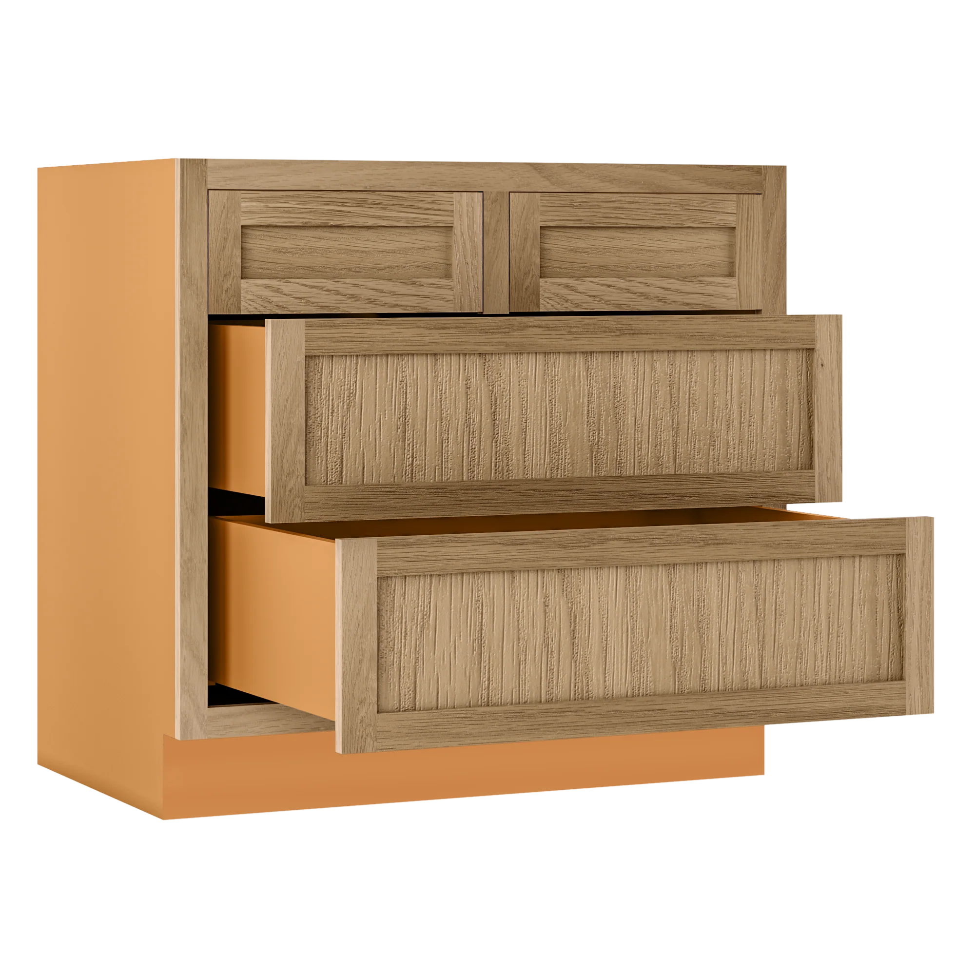 White Oak Shaker Inset Four Drawer Base Cabinet - 30", 33" & 36" - Image 6