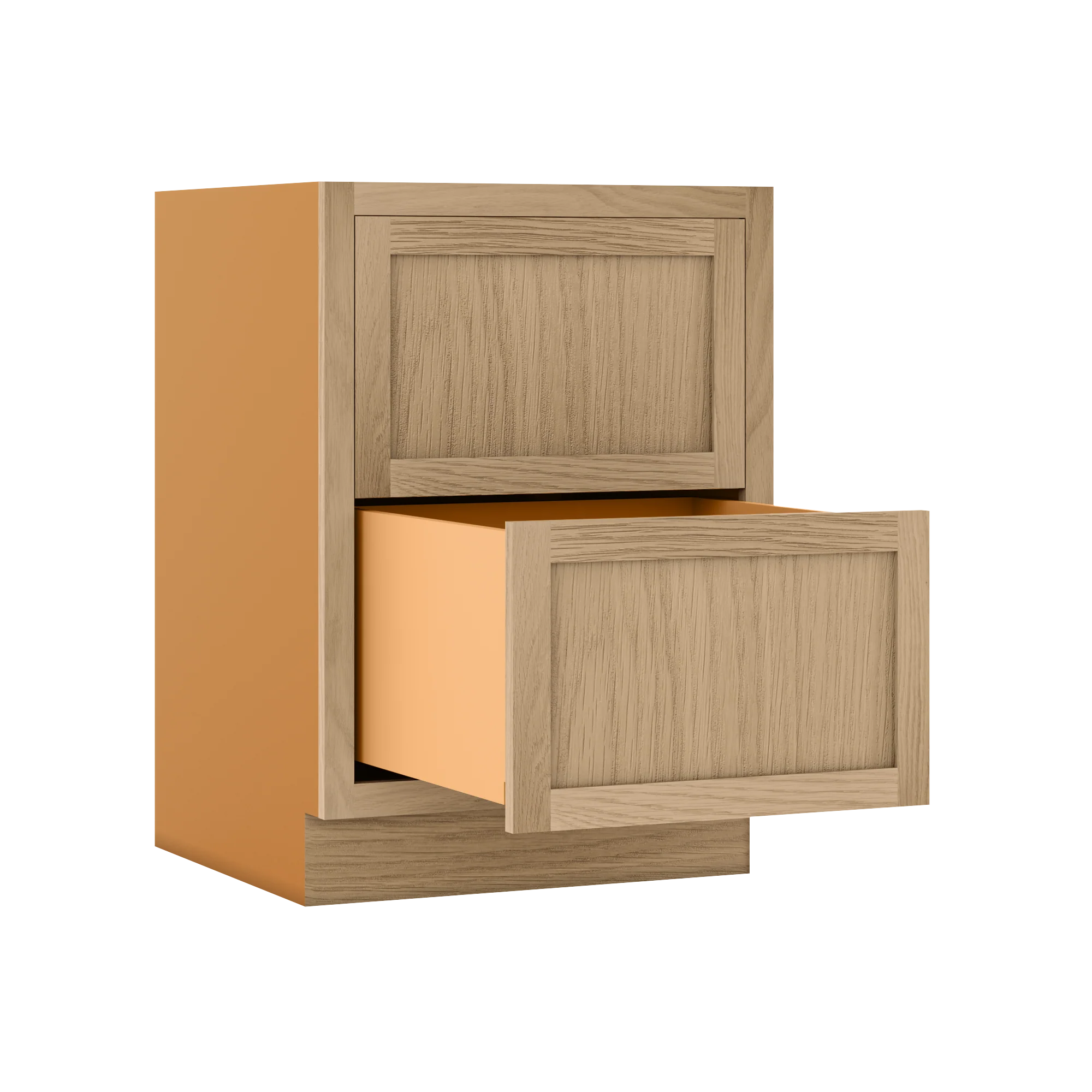 White Oak Shaker Inset Two Drawer Base Cabinet - Two Drawers - 12" - 36" - Special Order - Image 12