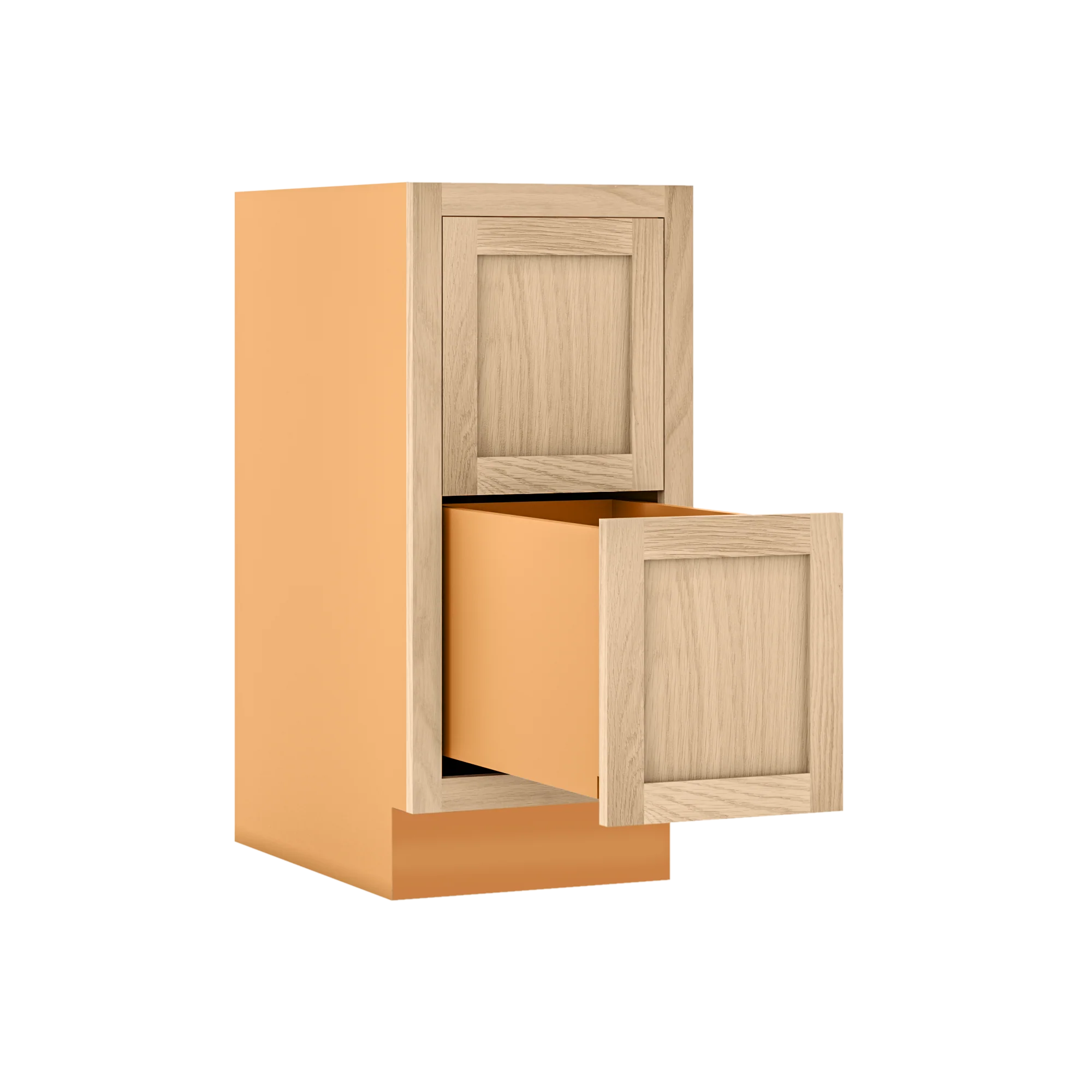 White Oak Shaker Inset Two Drawer Base Cabinet - Two Drawers - 12" - 36" - Special Order - Image 6